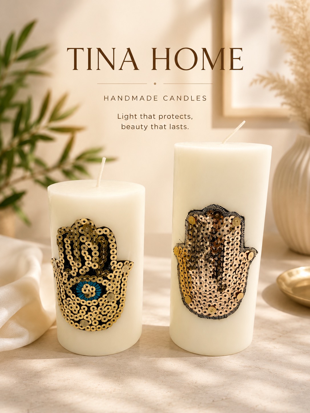 شمع دست ساز پولک دار TINA HOME